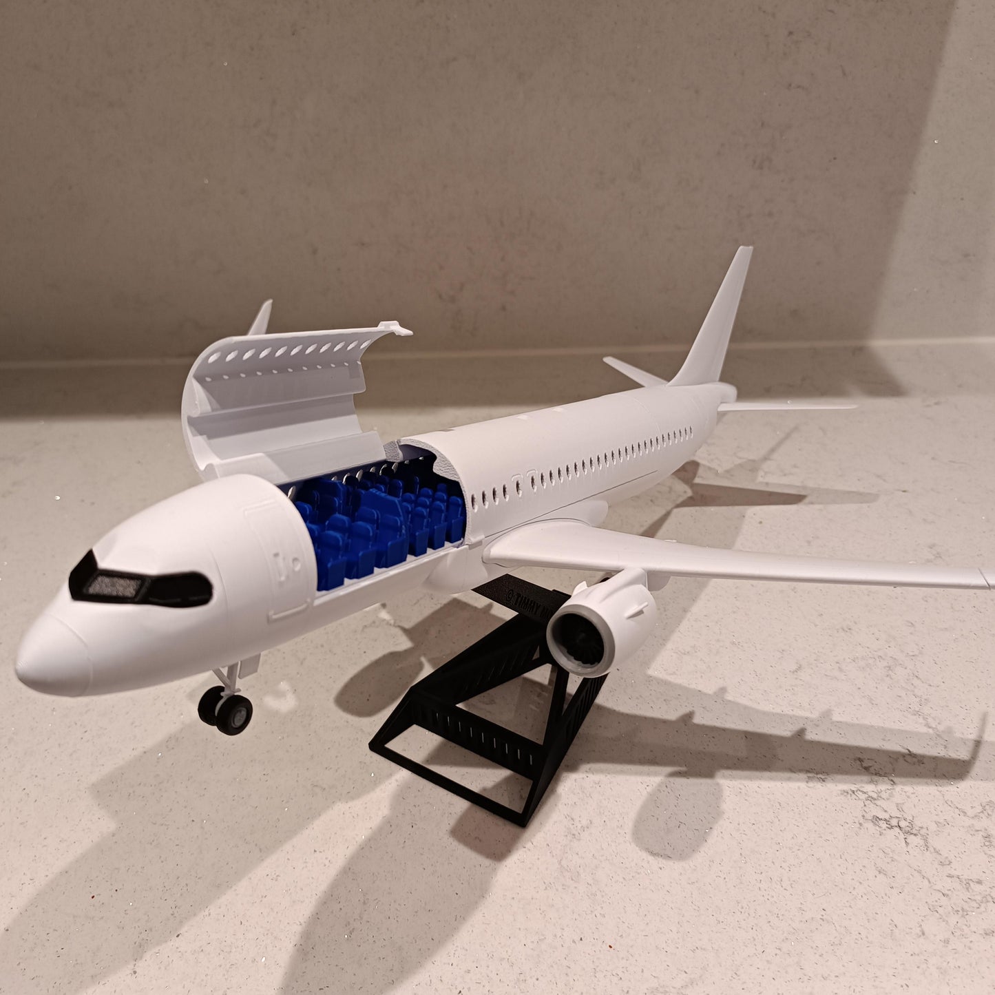 A320-Style 3D Printed Extended Narrow-Body Passenger Jet Model – Aviation Display Gift