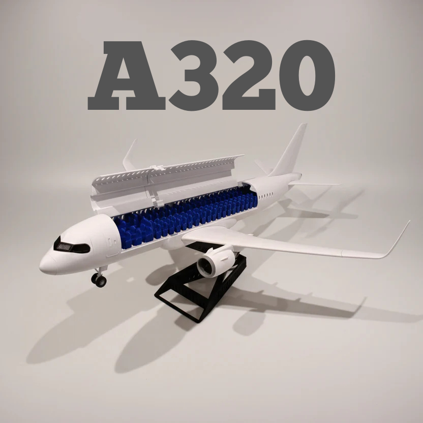A320-Style (1/80 scale) 3D Printed Extended Narrow-Body Passenger Jet Model – Aviation Display Gift