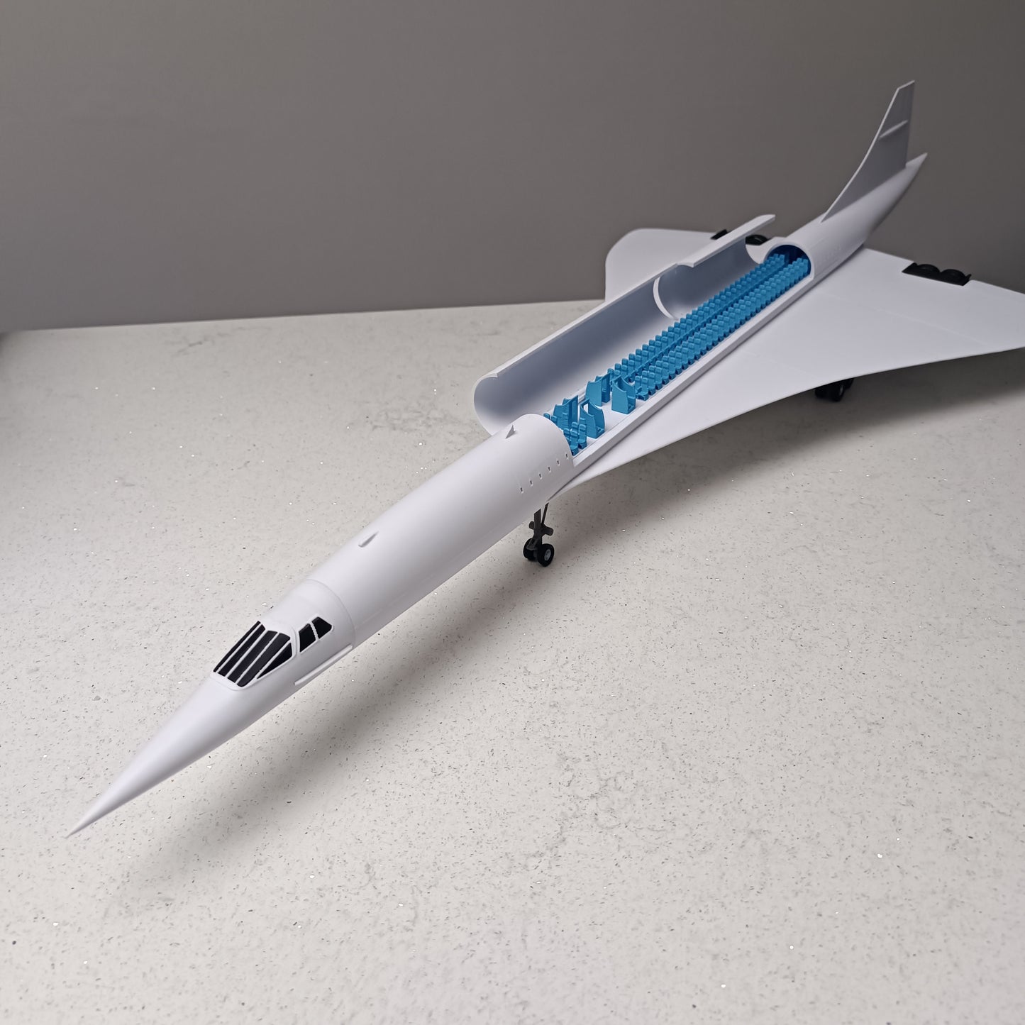 Concorde-Style 3D Printed Supersonic Passenger Jet Model – Aviation Display Gift